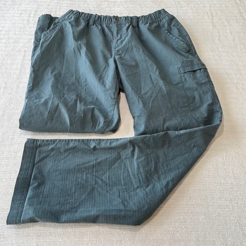 Prana Halle Straight Leg Pants Dark Harbor Green Ripstop Stretch Size 12 1969191